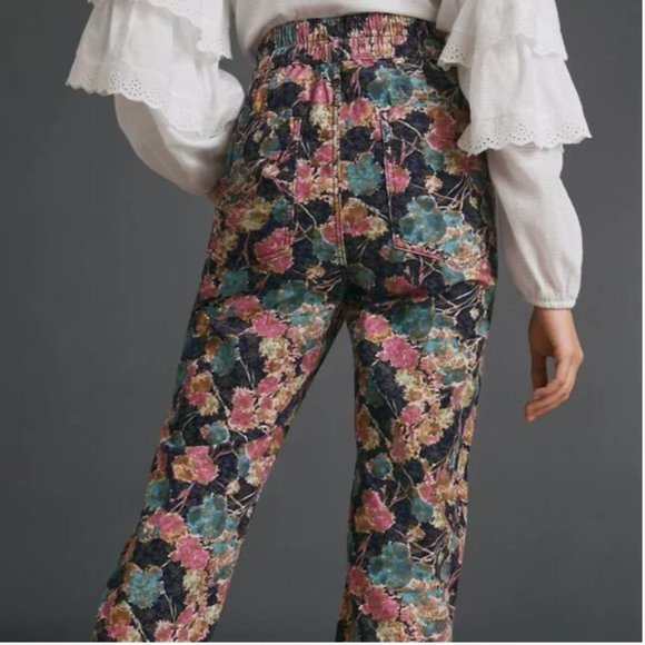 ⭐️ Anisa Floral Cargo Boho Peasant Hipster Hippie Art Farm Corduroy Jogger Pants - Picture 3 of 7